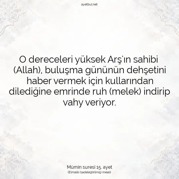 Ayetbul | Kuran Mealleri | Quran | Mümin suresi 15. ayet