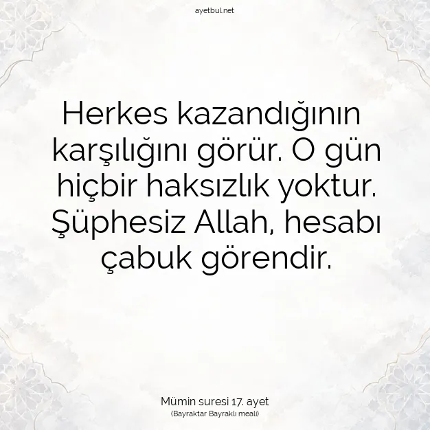 Ayetbul | Kuran Mealleri | Quran | Mümin suresi 17. ayet