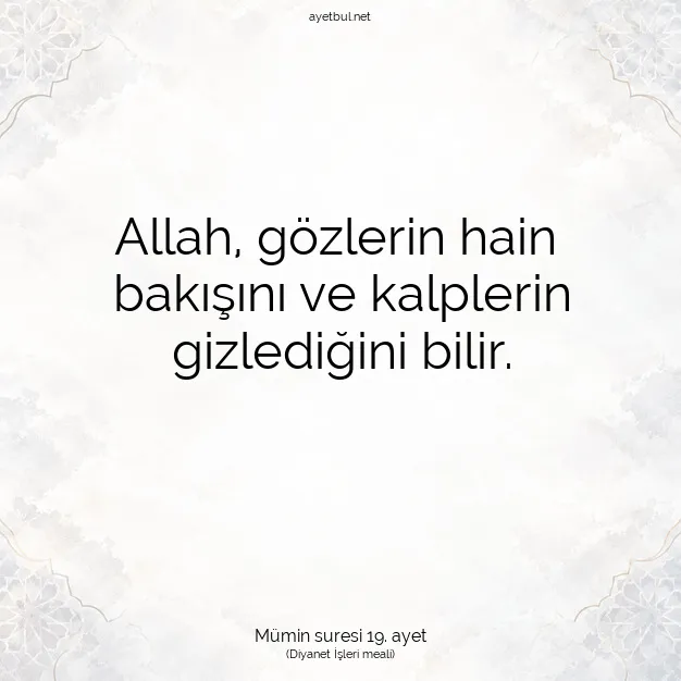 Ayetbul | Kuran Mealleri | Quran | Mümin suresi 19. ayet