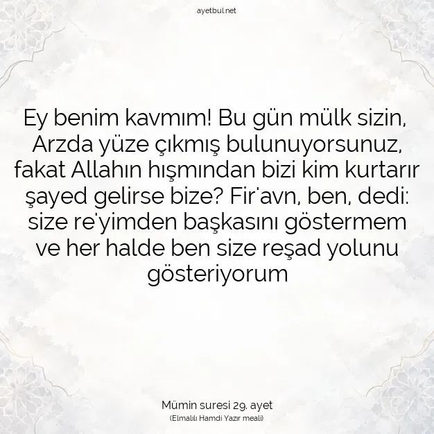 Ayetbul | Kuran Mealleri | Quran | Mümin suresi 29. ayet