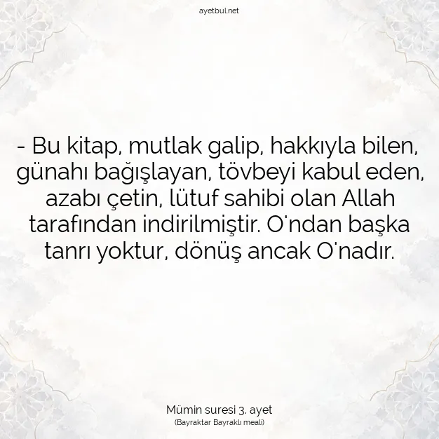 Ayetbul | Kuran Mealleri | Quran | Mümin suresi 3. ayet