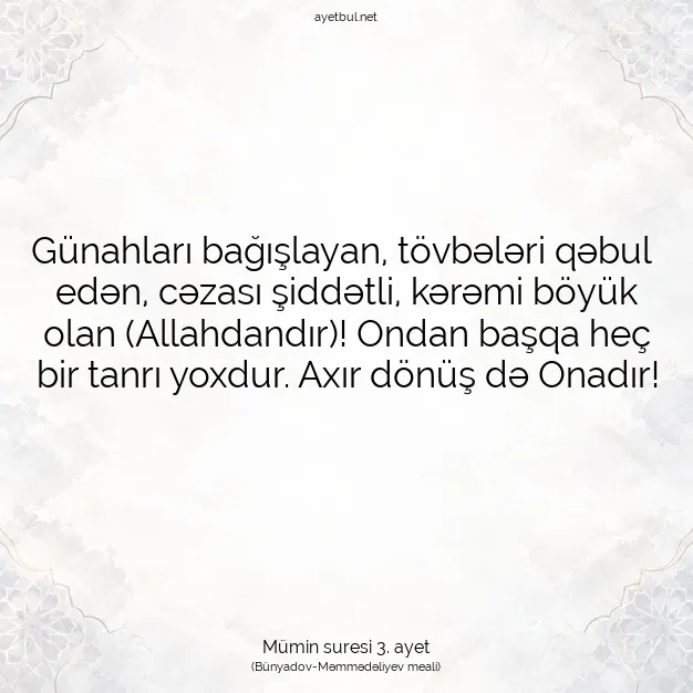 Ayetbul | Kuran Mealleri | Quran | Mümin suresi 3. ayet