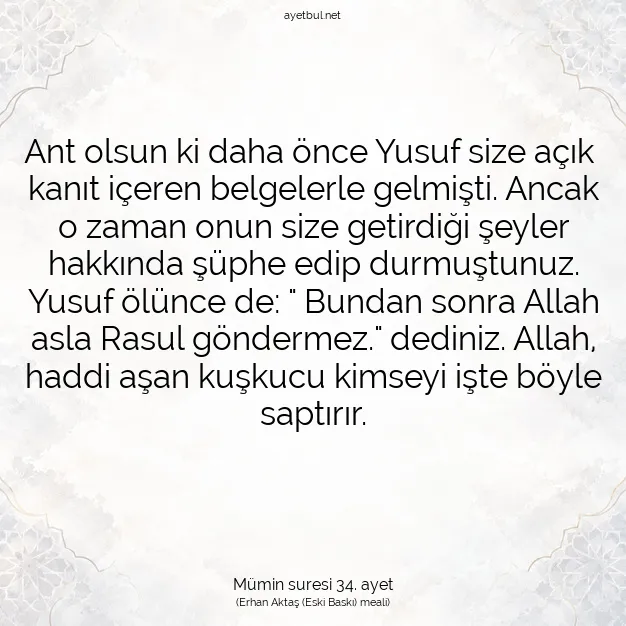 Ayetbul | Kuran Mealleri | Quran | Mümin suresi 34. ayet