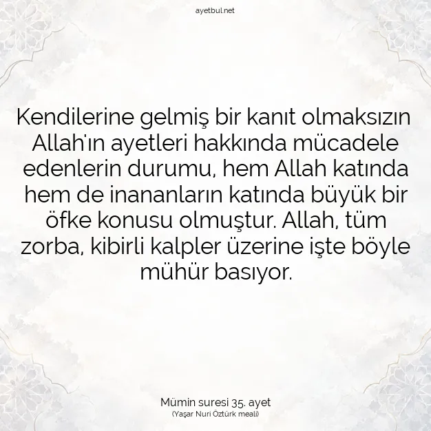 Ayetbul | Kuran Mealleri | Quran | Mümin suresi 35. ayet