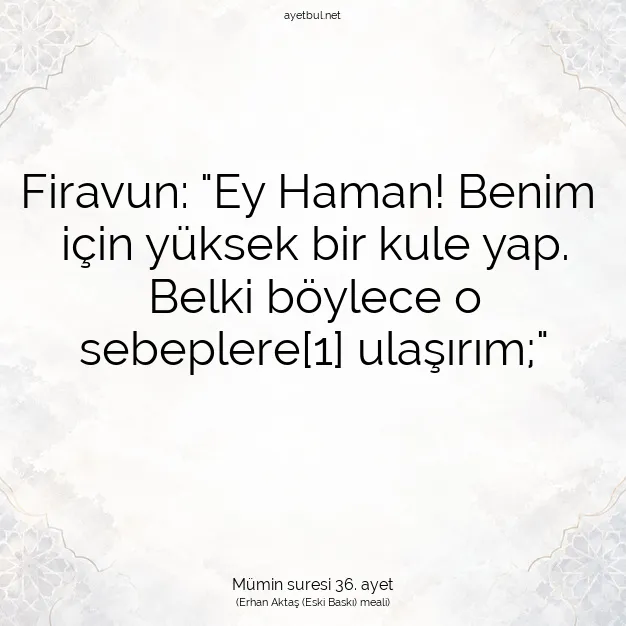 Ayetbul | Kuran Mealleri | Quran | Mümin suresi 36. ayet