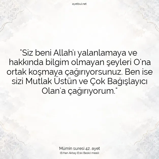 Ayetbul | Kuran Mealleri | Quran | Mümin suresi 42. ayet