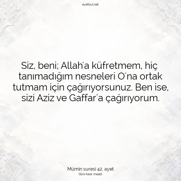 Ayetbul | Kuran Mealleri | Quran | Mümin suresi 42. ayet