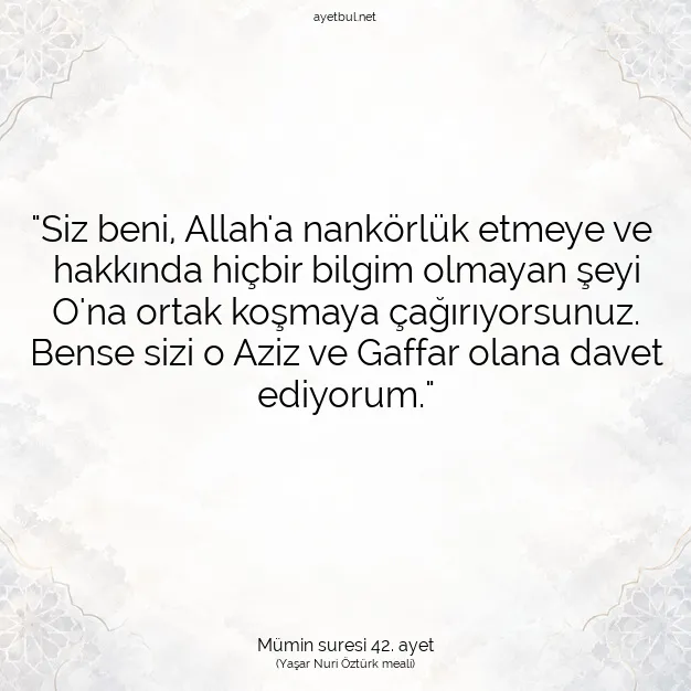 Ayetbul | Kuran Mealleri | Quran | Mümin suresi 42. ayet