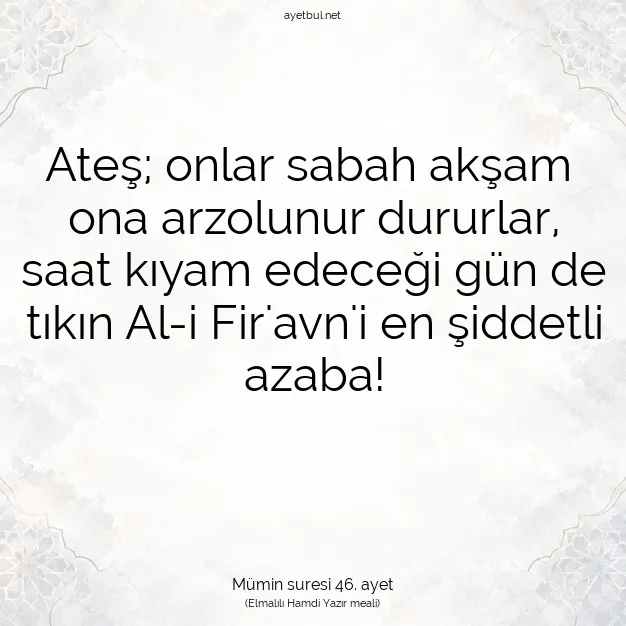 Ayetbul | Kuran Mealleri | Quran | Mümin suresi 46. ayet