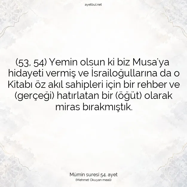 Ayetbul | Kuran Mealleri | Quran | Mümin suresi 54. ayet