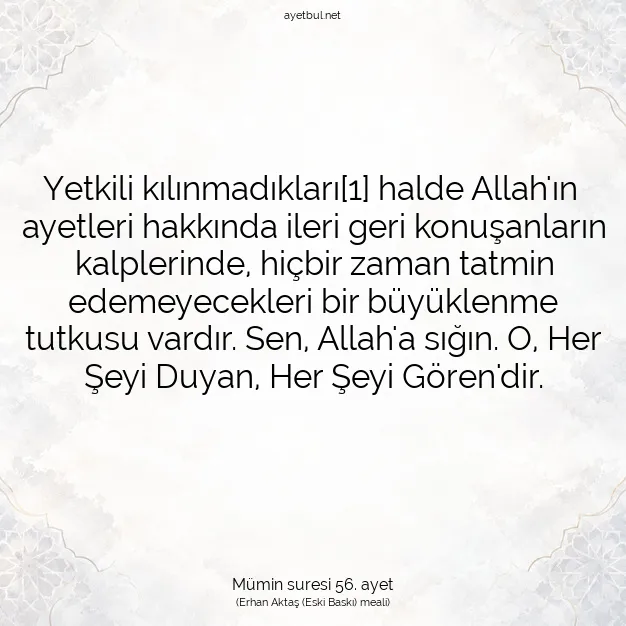 Ayetbul | Kuran Mealleri | Quran | Mümin suresi 56. ayet