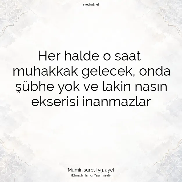 Ayetbul | Kuran Mealleri | Quran | Mümin suresi 59. ayet