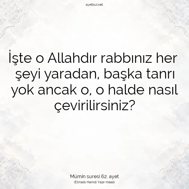 Ayetbul | Kuran Mealleri | Quran | Mümin suresi 62. ayet