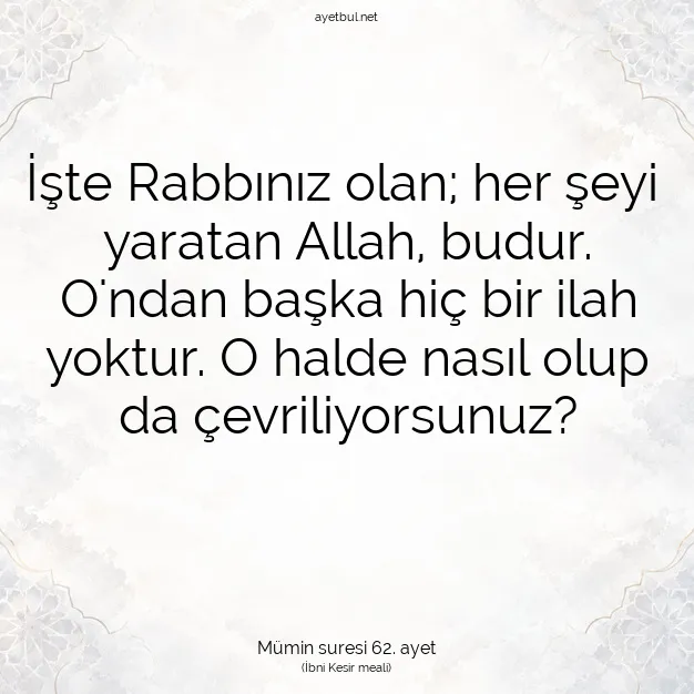 Ayetbul | Kuran Mealleri | Quran | Mümin suresi 62. ayet