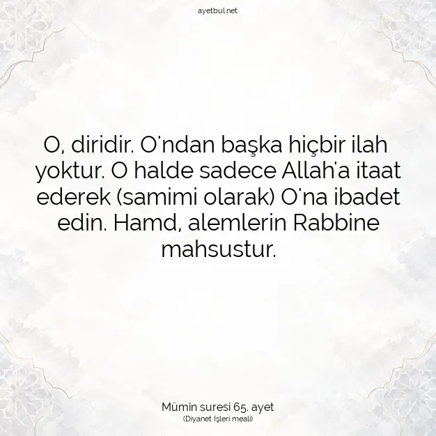 Ayetbul | Kuran Mealleri | Quran | Mümin suresi 65. ayet