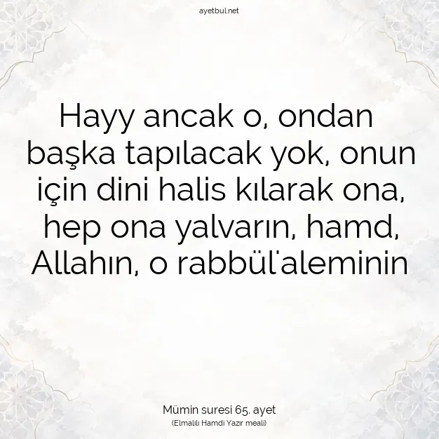 Ayetbul | Kuran Mealleri | Quran | Mümin suresi 65. ayet