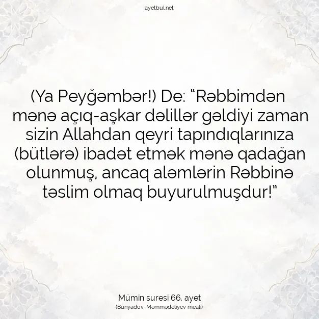 Ayetbul | Kuran Mealleri | Quran | Mümin suresi 66. ayet
