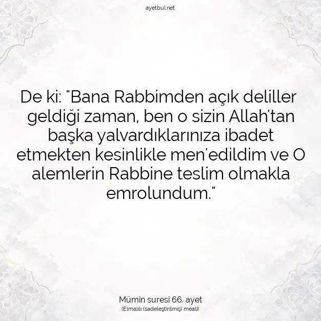 Ayetbul | Kuran Mealleri | Quran | Mümin suresi 66. ayet