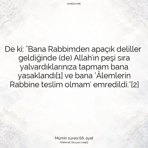 Ayetbul | Kuran Mealleri | Quran | Mümin suresi 66. ayet