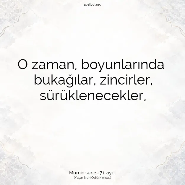 Ayetbul | Kuran Mealleri | Quran | Mümin suresi 71. ayet