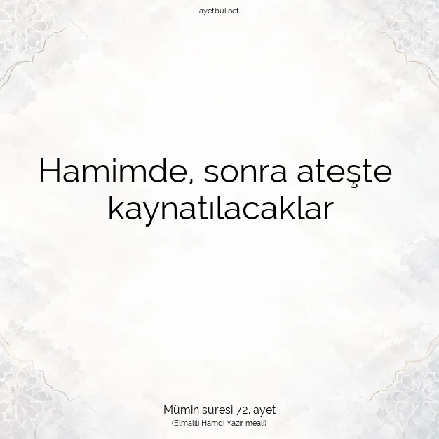 Ayetbul | Kuran Mealleri | Quran | Mümin suresi 72. ayet