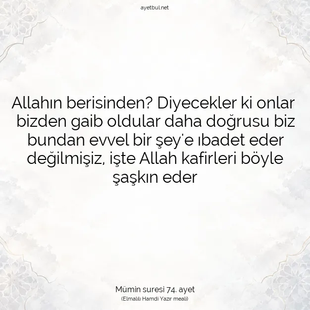 Ayetbul | Kuran Mealleri | Quran | Mümin suresi 74. ayet