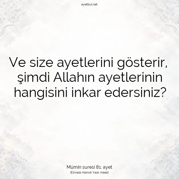 Ayetbul | Kuran Mealleri | Quran | Mümin suresi 81. ayet