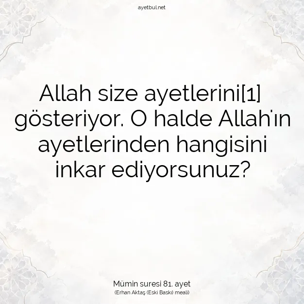 Ayetbul | Kuran Mealleri | Quran | Mümin suresi 81. ayet