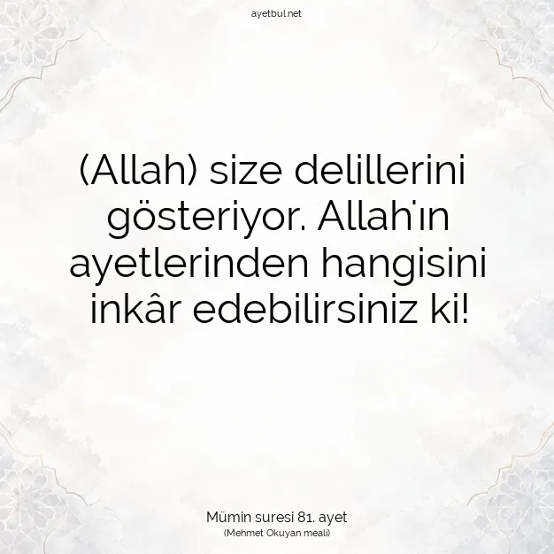Ayetbul | Kuran Mealleri | Quran | Mümin suresi 81. ayet