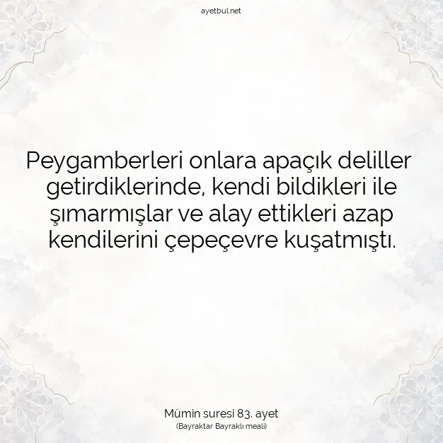 Ayetbul | Kuran Mealleri | Quran | Mümin suresi 83. ayet