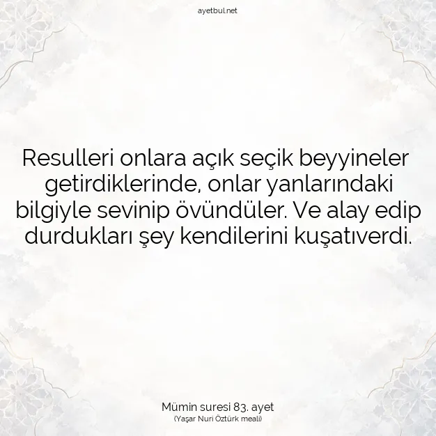 Ayetbul | Kuran Mealleri | Quran | Mümin suresi 83. ayet