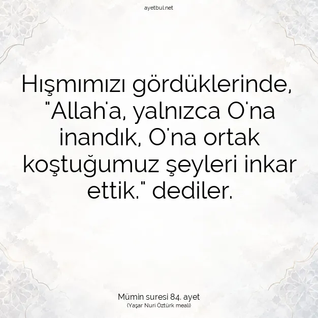 Ayetbul | Kuran Mealleri | Quran | Mümin suresi 84. ayet