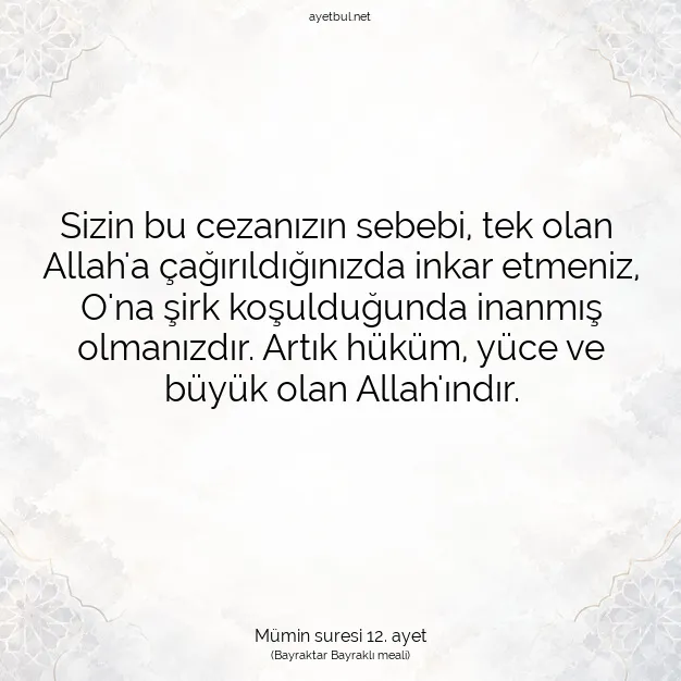 Ayetbul | Kuran Mealleri | Quran | Mümin suresi 12. ayet