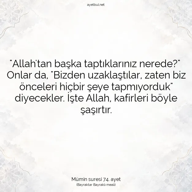 Ayetbul | Kuran Mealleri | Quran | Mümin suresi 74. ayet