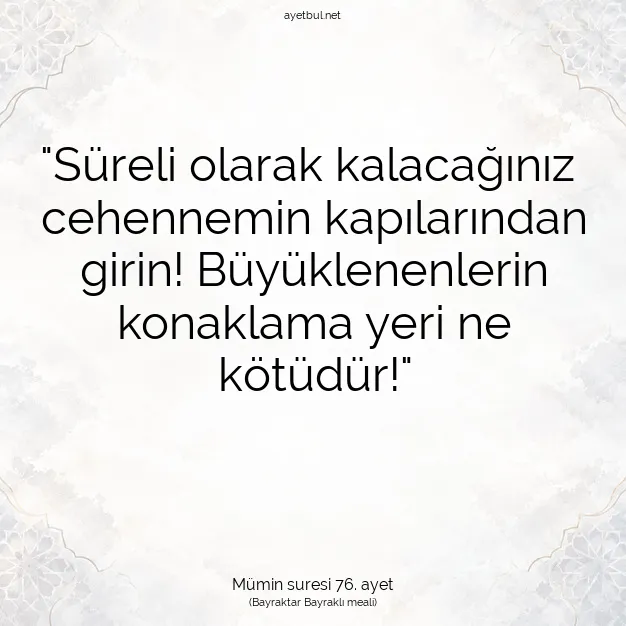 Ayetbul | Kuran Mealleri | Quran | Mümin suresi 76. ayet