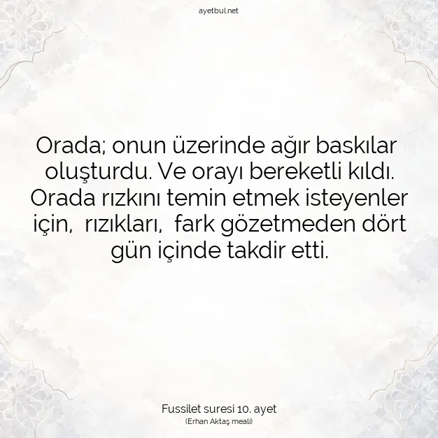 Ayetbul | Kuran Mealleri | Quran | Fussilet suresi 10. ayet