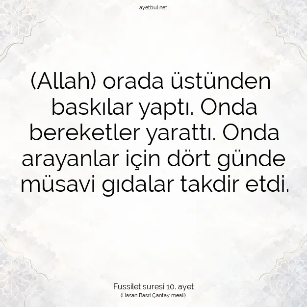 Ayetbul | Kuran Mealleri | Quran | Fussilet suresi 10. ayet