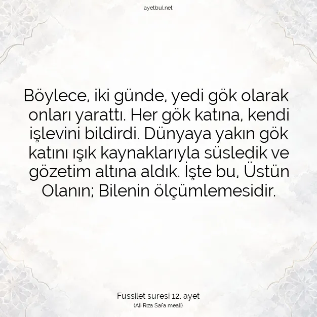 Ayetbul | Kuran Mealleri | Quran | Fussilet suresi 12. ayet