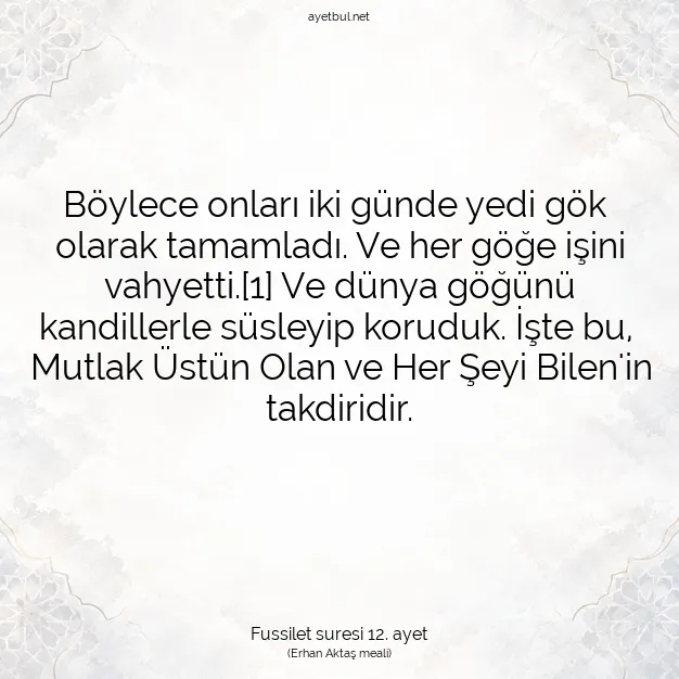 Ayetbul | Kuran Mealleri | Quran | Fussilet suresi 12. ayet