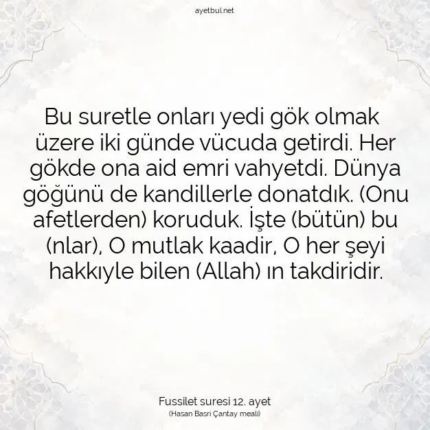 Ayetbul | Kuran Mealleri | Quran | Fussilet suresi 12. ayet