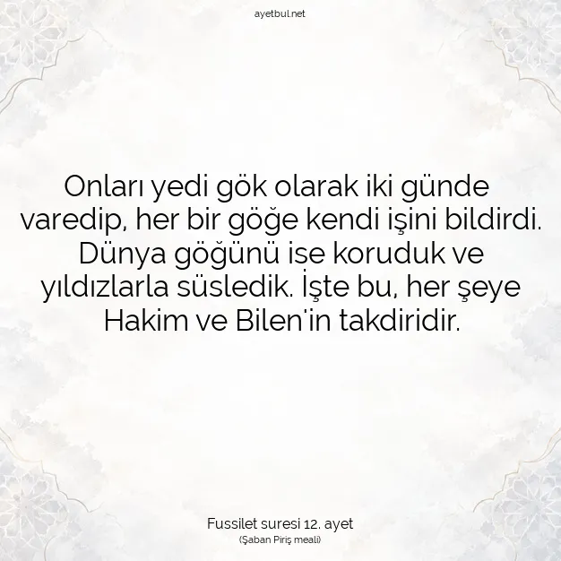 Ayetbul | Kuran Mealleri | Quran | Fussilet suresi 12. ayet