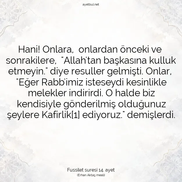 Ayetbul | Kuran Mealleri | Quran | Fussilet suresi 14. ayet