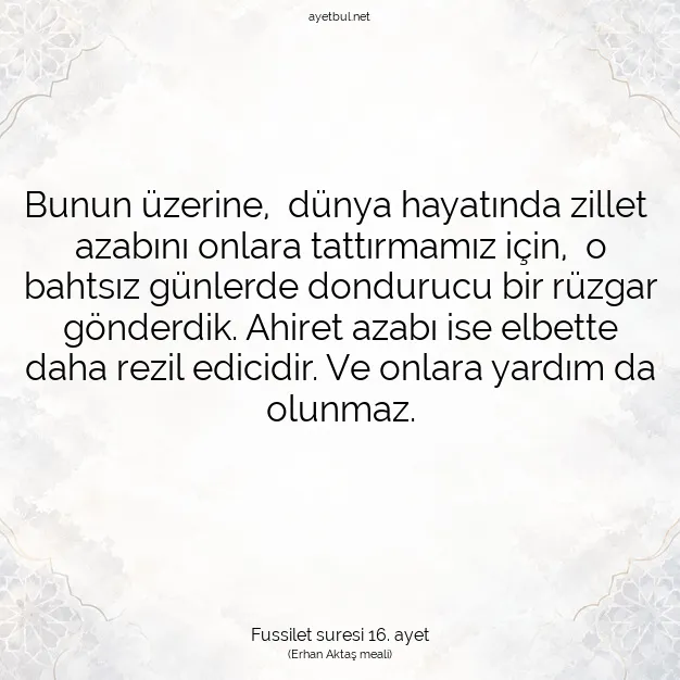Ayetbul | Kuran Mealleri | Quran | Fussilet suresi 16. ayet