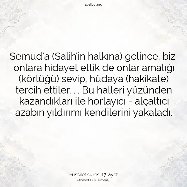 Ayetbul | Kuran Mealleri | Quran | Fussilet suresi 17. ayet