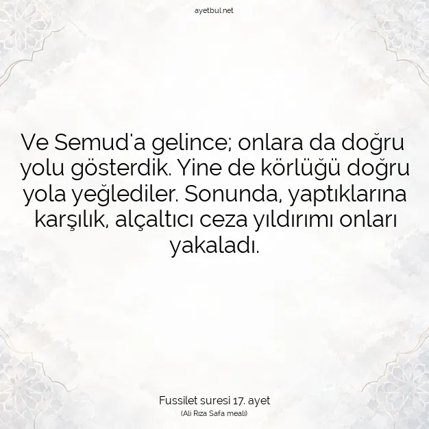 Ayetbul | Kuran Mealleri | Quran | Fussilet suresi 17. ayet