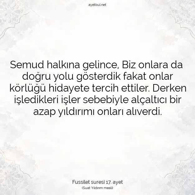 Ayetbul | Kuran Mealleri | Quran | Fussilet suresi 17. ayet