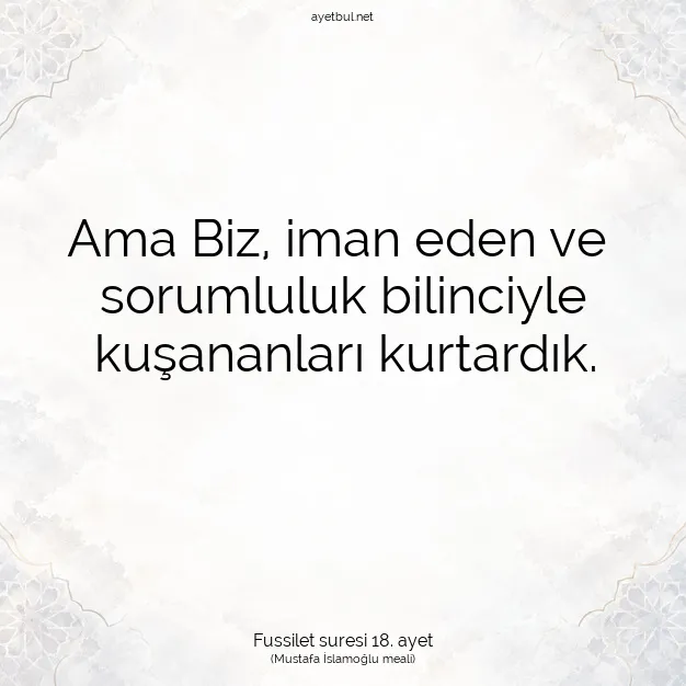 Ayetbul | Kuran Mealleri | Quran | Fussilet suresi 18. ayet
