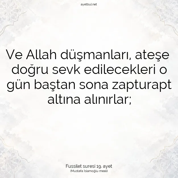 Ayetbul | Kuran Mealleri | Quran | Fussilet suresi 19. ayet