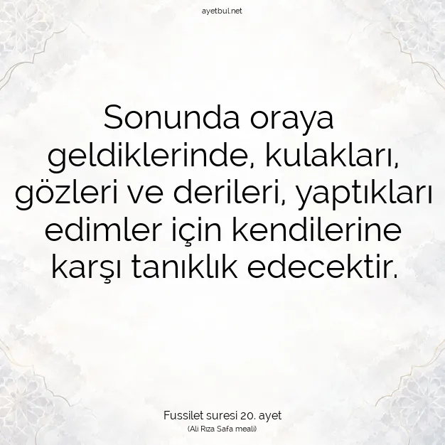 Ayetbul | Kuran Mealleri | Quran | Fussilet suresi 20. ayet