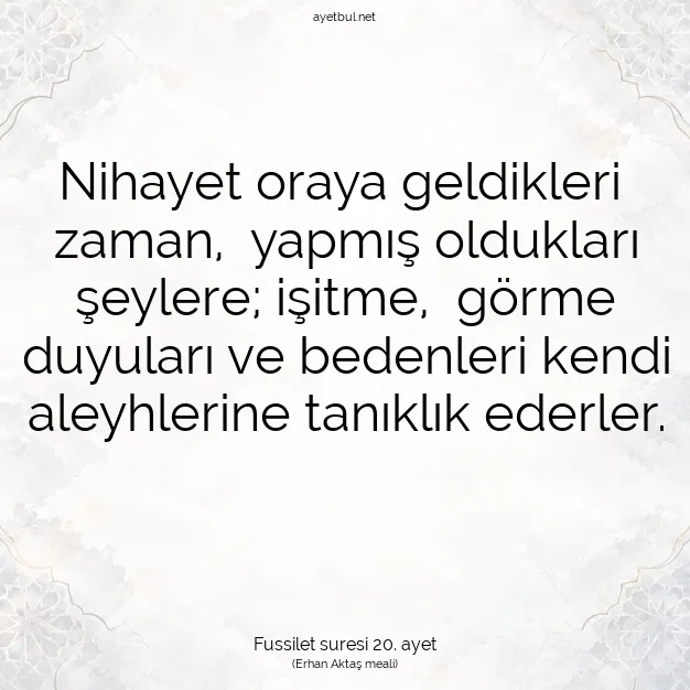 Ayetbul | Kuran Mealleri | Quran | Fussilet suresi 20. ayet